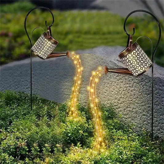 Lámpara de ducha de estrella de hierro forjado hueco, regadera Solar, luz de hadas, decoración de jardín, ducha y luz, decoraciones para patio de césped