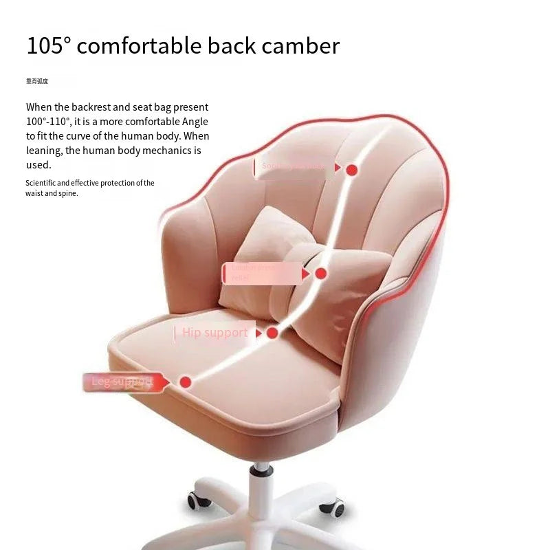 Silla de ordenador para niña, asiento cómodo para estudio, dormitorio, silla giratoria sedentaria, dormitorio de estudiantes, silla de maquillaje para Internet 