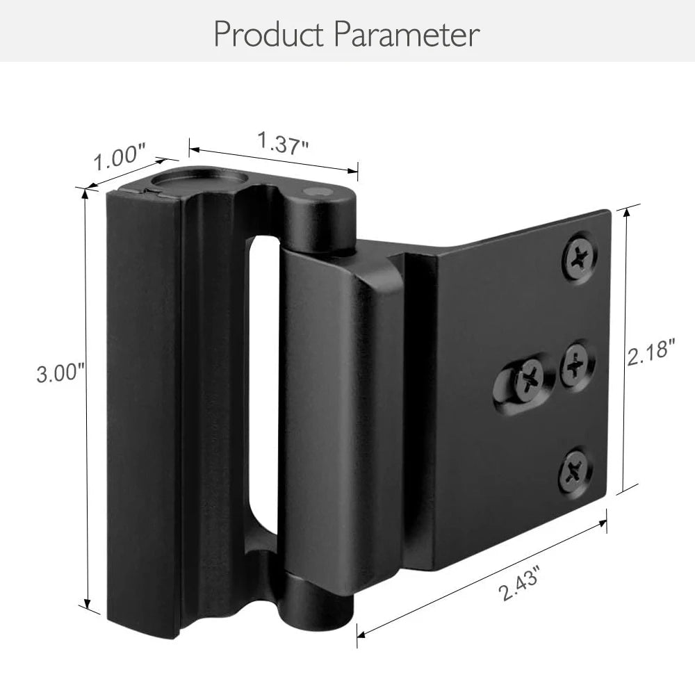 家用安全门锁 铝合金防盗门锁 儿童防护门加固锁 带 3 英寸止动装置