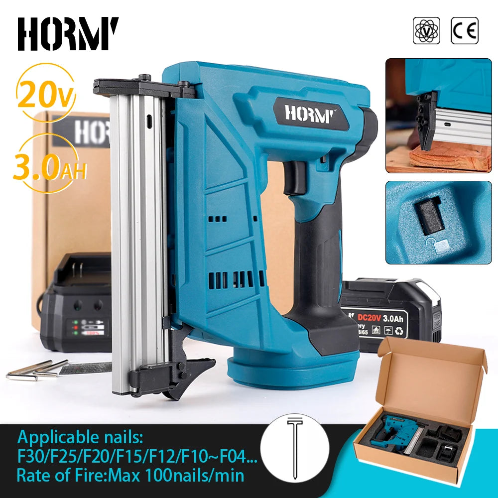 Hormy-pistola de clavos inalámbrica F30, grapadora eléctrica para muebles, carpintería, herramienta eléctrica, grapadora para batería Makita de 18V 