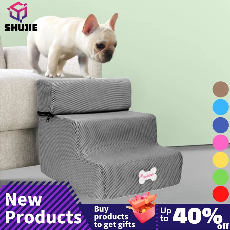 Casa para perros calientes, escaleras para perros, escaleras de 3 escalones para perros pequeños, gatos, rampa para mascotas, escalera antideslizante, cama para perros extraíble, escaleras, suministros para mascotas