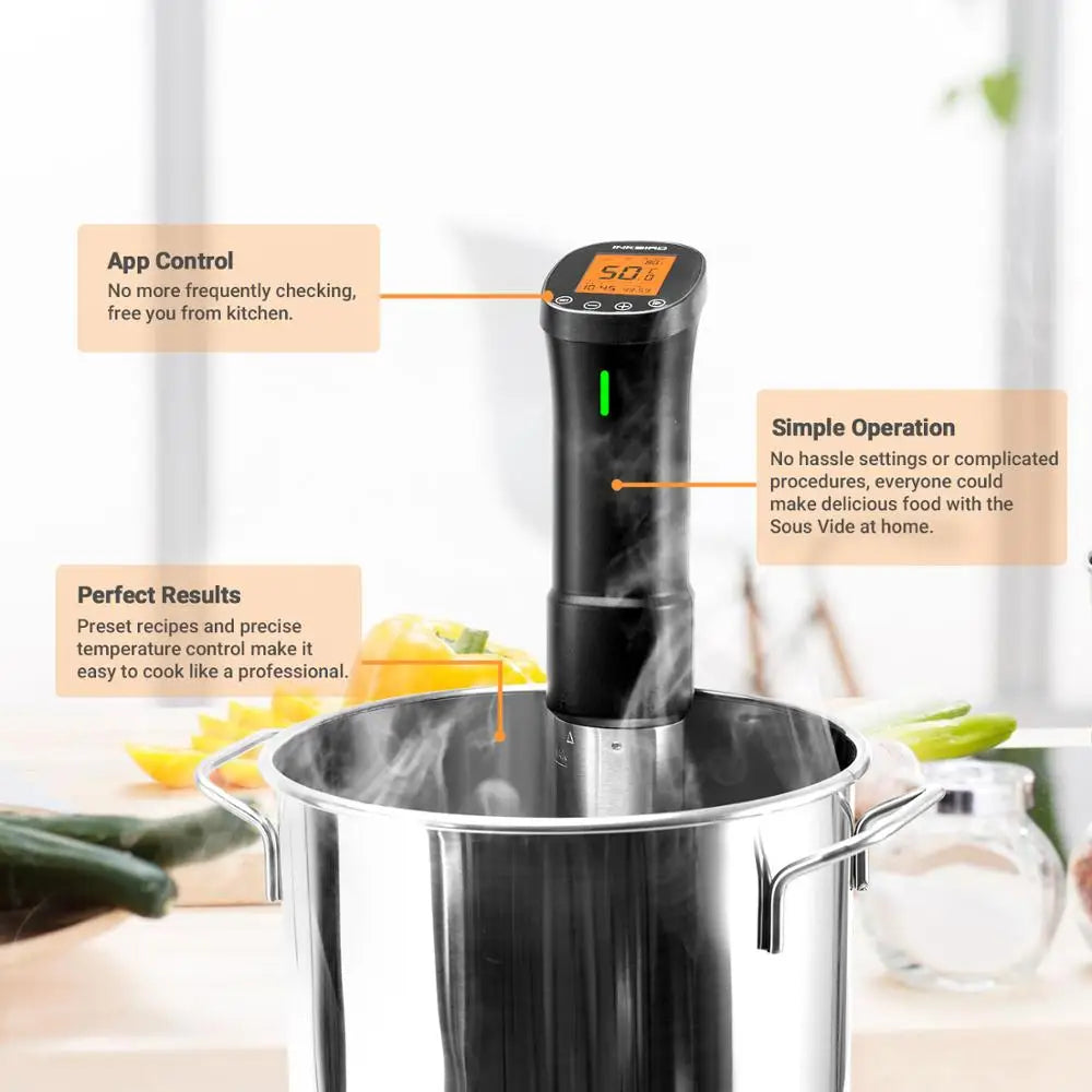 Olla de cocción lenta INKBIRD ISV-200W Wi-Fi culinaria Sous Vide de precisión con circulador de inmersión de 1000W y componentes de acero inoxidable 