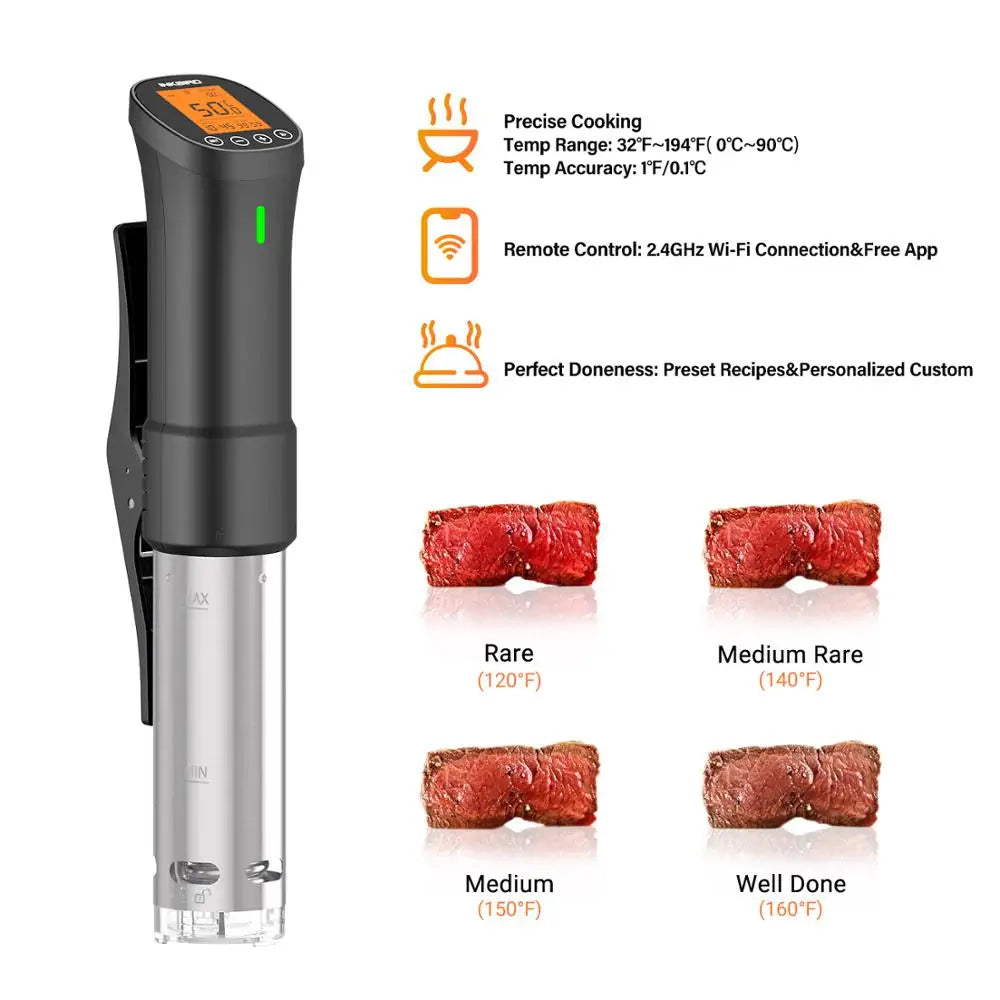 Olla de cocción lenta INKBIRD ISV-200W Wi-Fi culinaria Sous Vide de precisión con circulador de inmersión de 1000W y componentes de acero inoxidable 