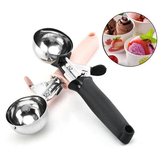 Cuchara para helado de acero inoxidable, cuchara para helado, cuchara de Metal para galletas, melón, fruta, máquina para hacer bolas de hielo, herramientas de cocina 