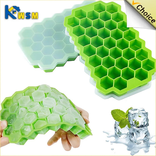 Bandeja para cubitos de hielo, molde de silicona, 37 cubitos de hielo de silicona celular, moldes hexagonales, moldes para cubitos de hielo en forma de panal para cocina DIY 