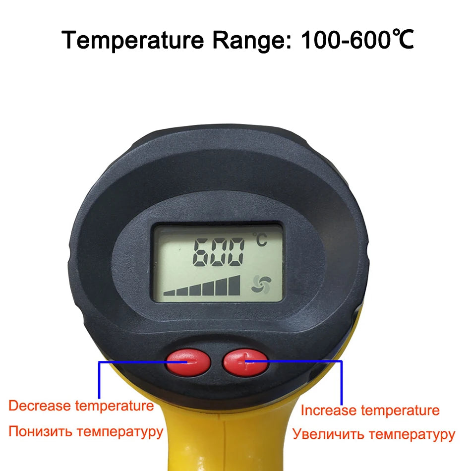 Pistola de aire caliente eléctrica Industrial, termorregulador, pistolas de calor, envoltura retráctil, herramienta eléctrica térmica, secador de pelo de construcción, 110V/220V 