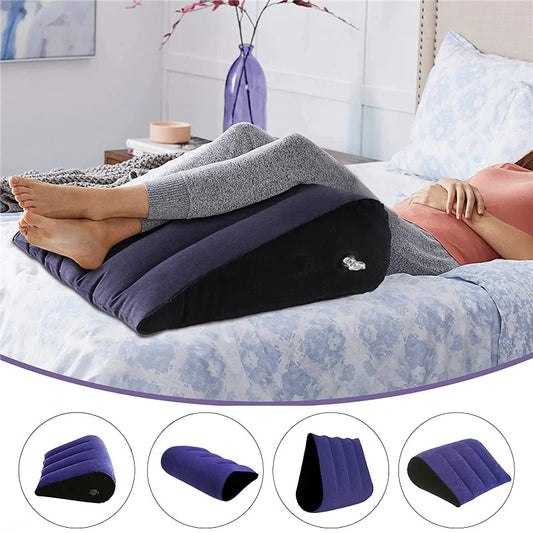 Almohada de viaje inflable, almohada multifuncional para el cuerpo, almohada Lumbar para Yoga, soporte de posiciones de viaje, cojín de aire, almohada Triangular