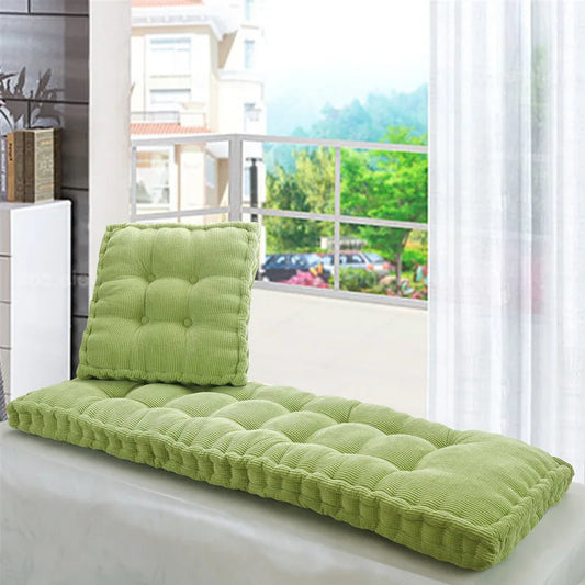 Inyahome Oversized Thickened Long Bench Cushion Pad Chair Seat Cushion Decorative Pillow For Garden Lounger/Bay Window Pad Green