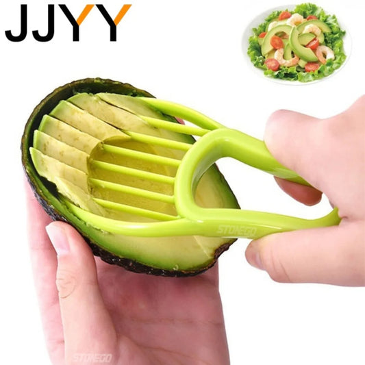 JJYY-rebanador de aguacate 3 en 1, pelador de mantequilla y frutas, separador de pulpa, cuchillo de plástico, herramientas para verduras de cocina