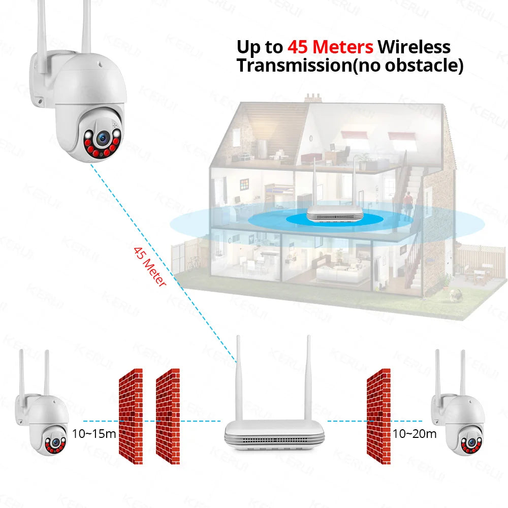 KERUI 2K 4MP 户外全高清安防 WIFI IP 摄像机 Icsee 2.5 英寸硬盘匹配无线 MINI 8CH NVR 系统主机