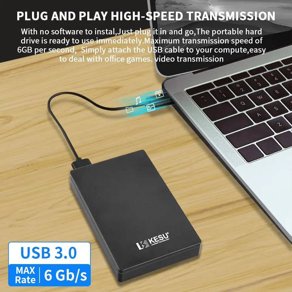 KESU HDD 2.5 英寸便携式外置硬盘 250GB 320GB 500GB 1TB USB3.0 存储兼容 PC Mac 台式机 MacBook 