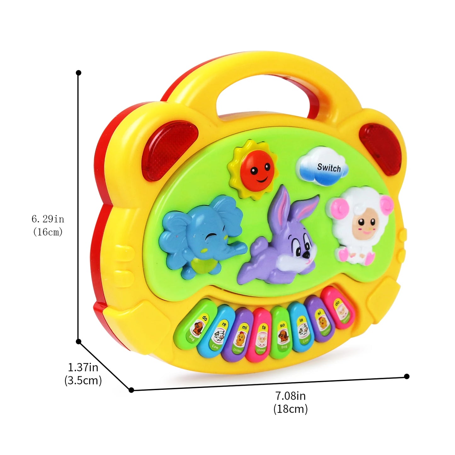 Juego de teclado de Piano de dibujos animados para niños con sonidos de animales luz intermitente música instrumento para bebé juguetes musicales juguetes educativos regalos para niños 