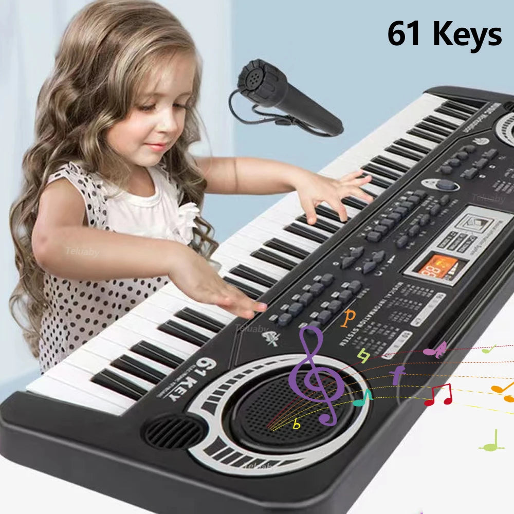 Teclado de Piano Electrónico para niños, órgano de 61 teclas con micrófono/24 teclas, juguetes educativos, instrumento Musical, regalo para niños principiantes