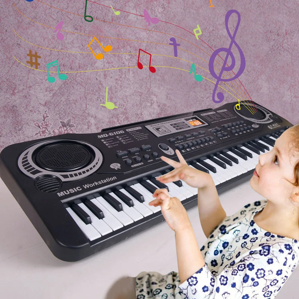 Teclado de Piano Electrónico para niños, órgano de 61 teclas con micrófono/24 teclas, juguetes educativos, instrumento Musical, regalo para niños principiantes