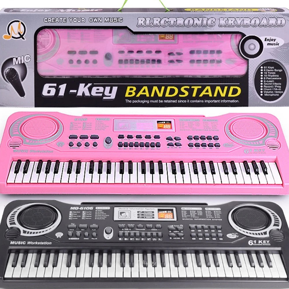 Teclado de Piano Electrónico para niños, órgano de 61 teclas con micrófono/24 teclas, juguetes educativos, instrumento Musical, regalo para niños principiantes