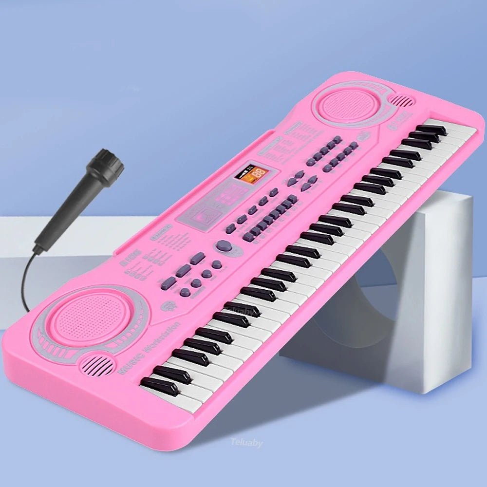 Teclado de Piano Electrónico para niños, órgano de 61 teclas con micrófono/24 teclas, juguetes educativos, instrumento Musical, regalo para niños principiantes