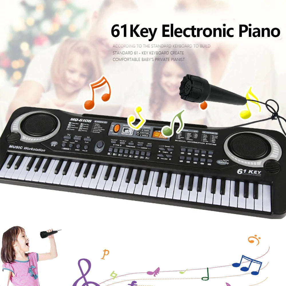 Teclado de Piano Electrónico para niños, órgano de 61 teclas con micrófono/24 teclas, juguetes educativos, instrumento Musical, regalo para niños principiantes