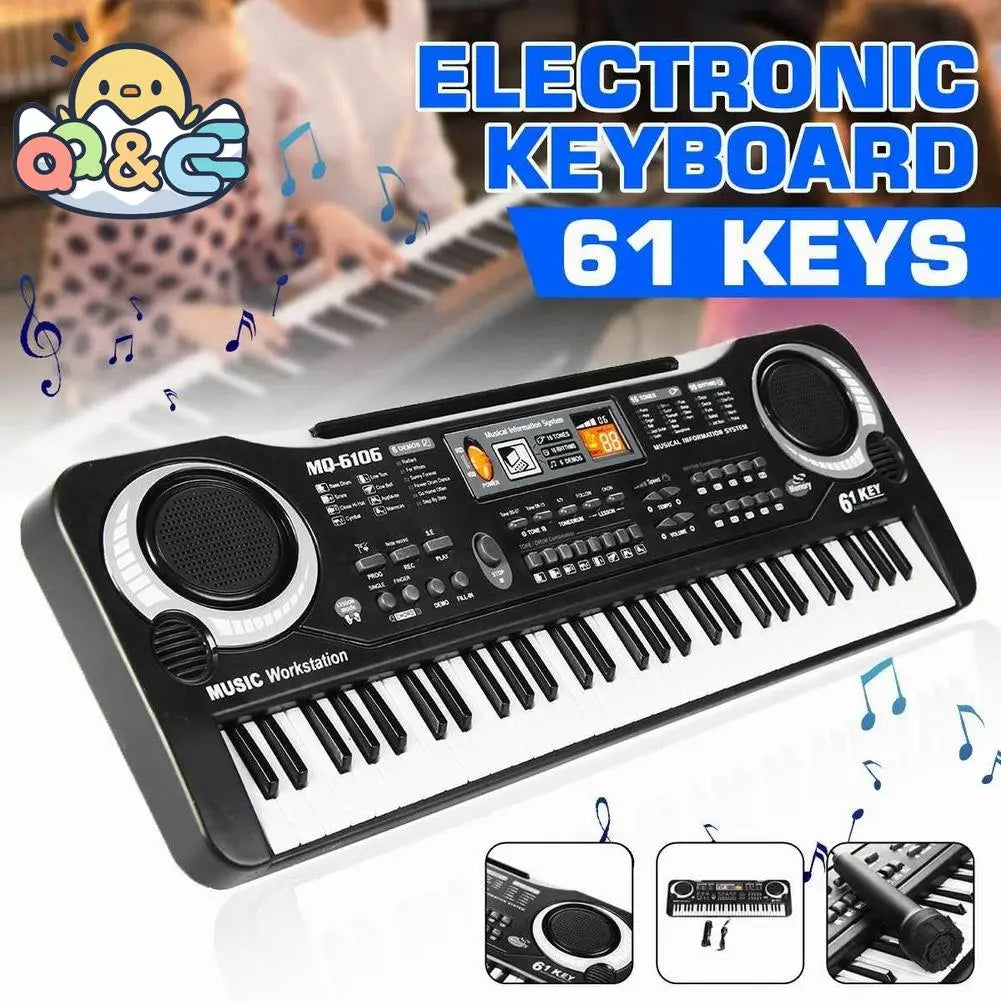 Teclado de Piano Electrónico para niños, órgano portátil de 61 teclas con micrófono, juguetes educativos, instrumento Musical, regalo para niños principiantes 