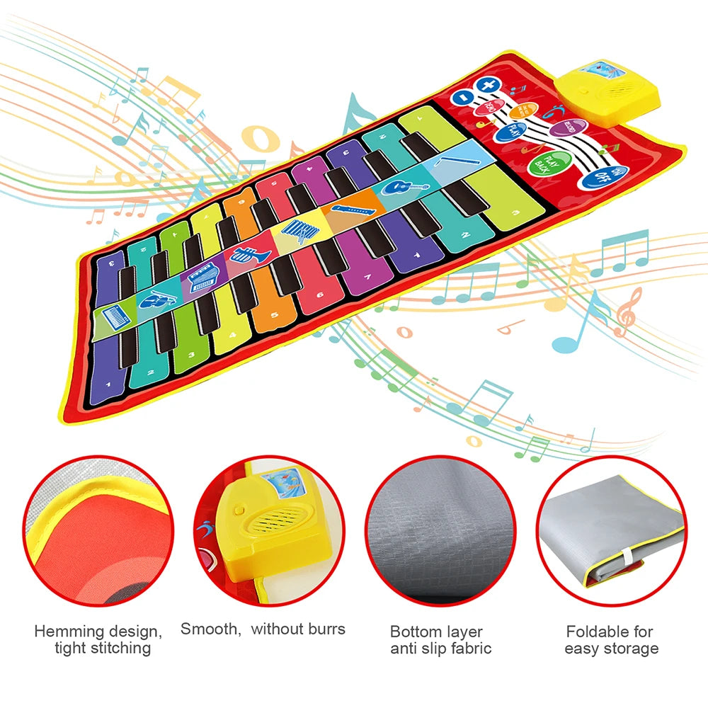 Tapete de Piano Musical para niños, tapete de juego con teclado Duet, 20 teclas, Piano de suelo con 8 instrumentos de sonido, 5 modos de Paly, almohadilla de baile, juguetes educativos 