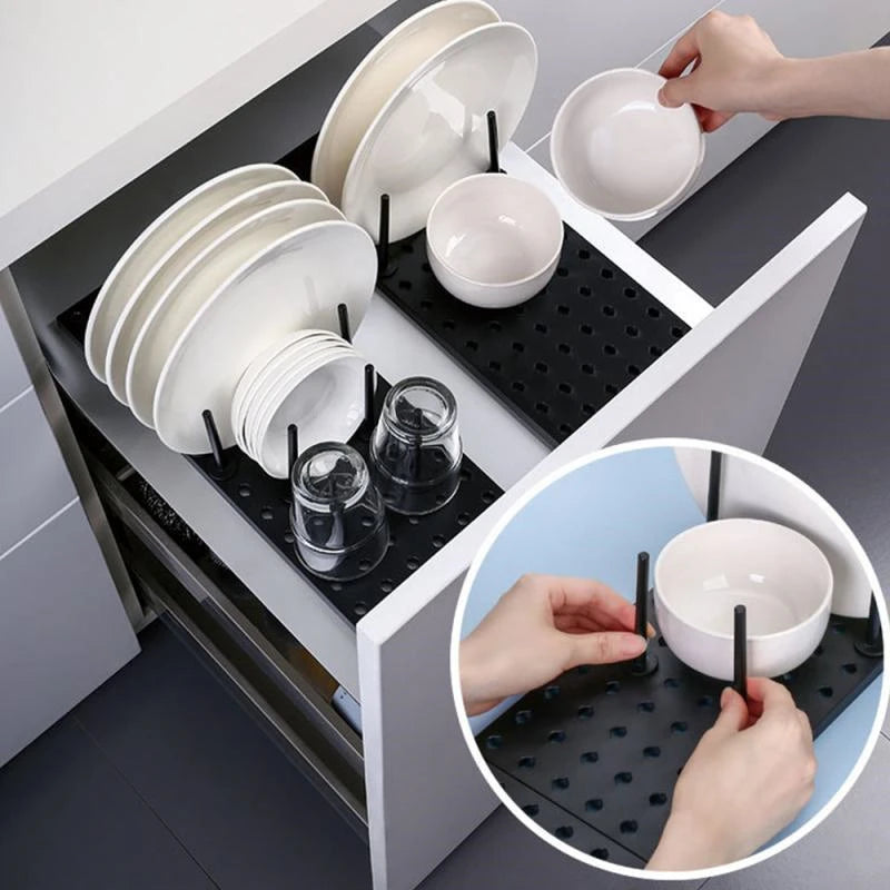 Organizador de cocina, estante para escurrir el fregadero, estante de secado de platos, bandeja telescópica, soporte para cuenco, cajón de almacenamiento, soporte ajustable, accesorios para el hogar