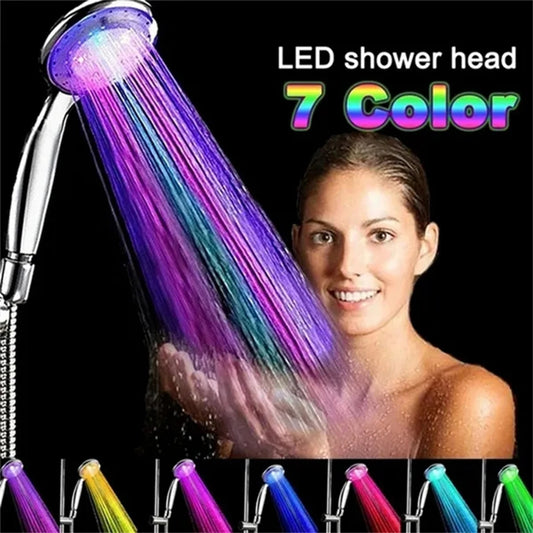 Cabezal de ducha LED de 7 colores, luz LED para ducha que cambia automáticamente de Color, cabezal de ducha con ahorro de agua, accesorios de baño 