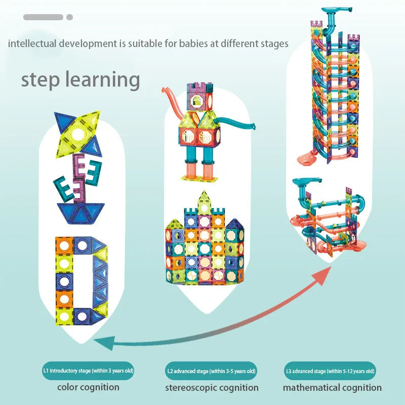 LED磁力积木轨道积木串珠球儿童玩具建筑比赛跑步管道积木
