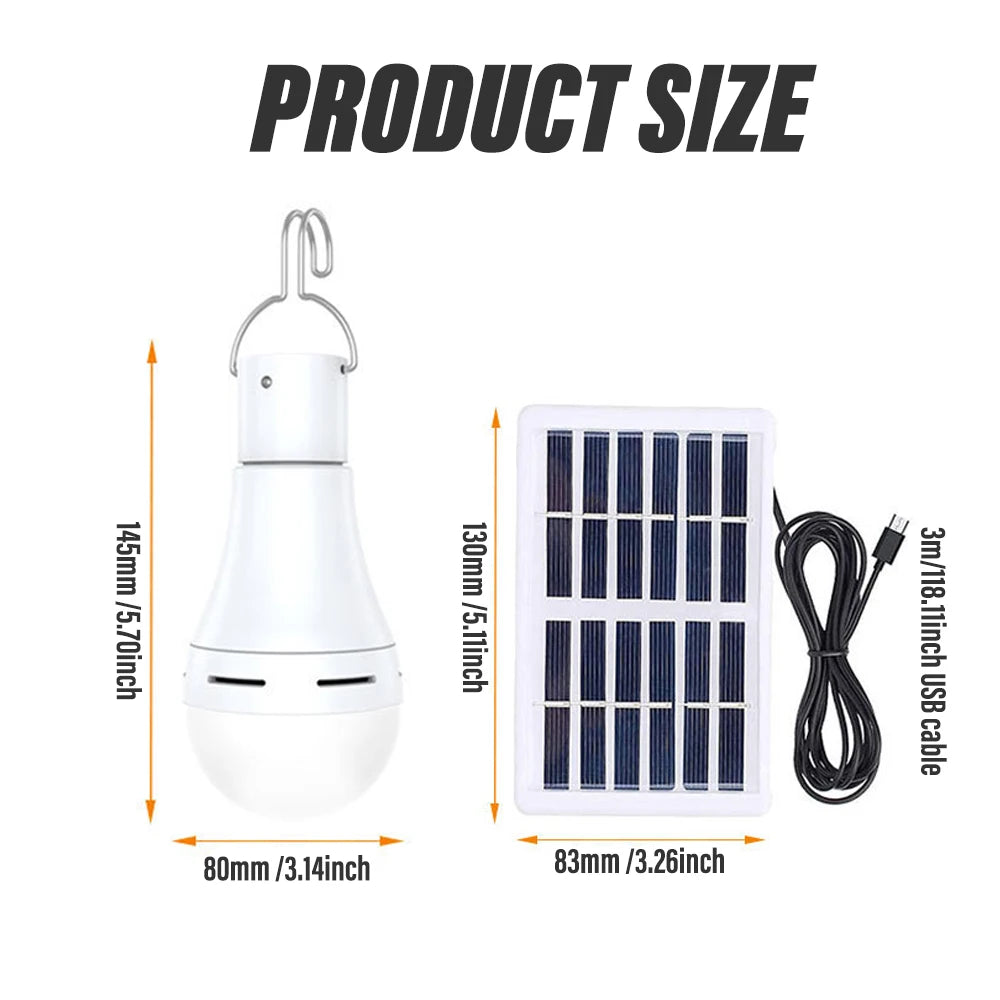 LED 太阳能灯泡户外防水便携式太阳能花园吊灯徒步钓鱼应急灯