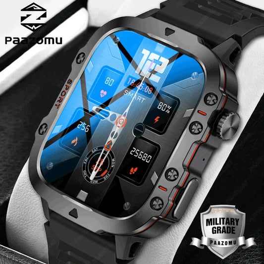 LIGE nuevo reloj inteligente pantalla de 1,96 pulgadas 420 MAh Bluetooth llamada asistente de voz reloj deportivo Fitness impermeable reloj inteligente para hombres 