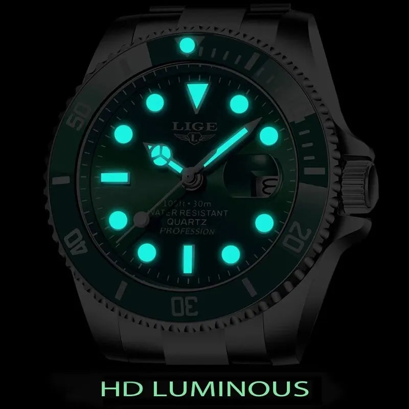 Reloj LIGE de buceo a la moda de lujo de la mejor marca, reloj de pulsera resistente al agua 30ATM con fecha, relojes deportivos para hombre, reloj de pulsera de cuarzo, reloj Masculino 