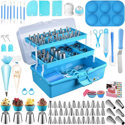 LMETJMA 236Pcs Cake Decorating Tools Piping Bags and Tips Set Cake Decorating Supplies Kit with Frosting Tips For Kids JT76