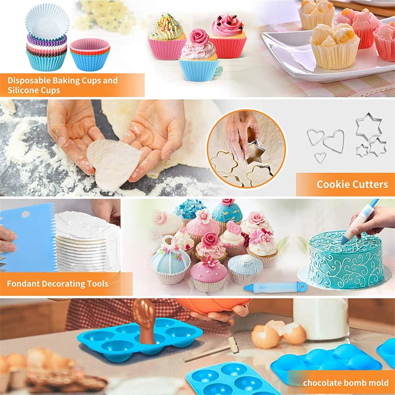 LMETJMA 236Pcs Cake Decorating Tools Piping Bags and Tips Set Cake Decorating Supplies Kit with Frosting Tips For Kids JT76