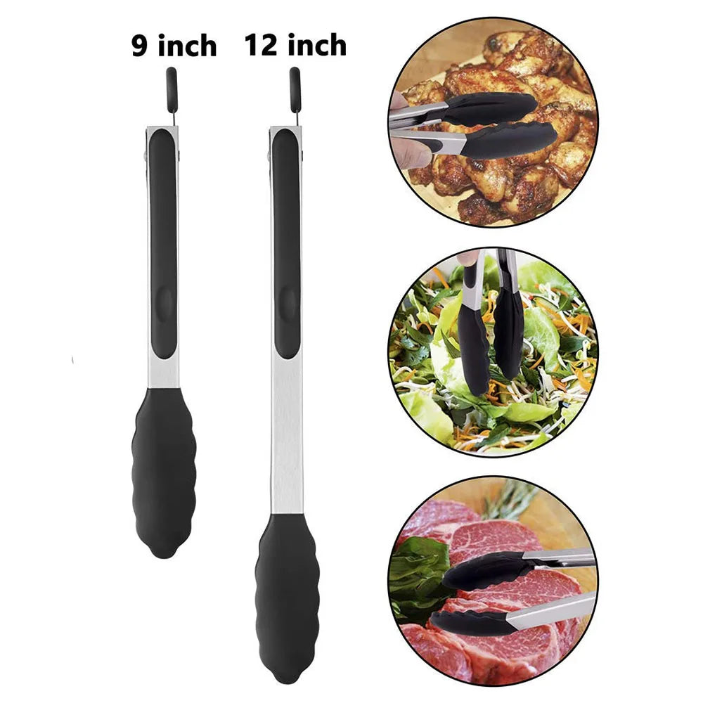 Pinzas de cocina LMETJMA Premium, pinzas de silicona para cocinar, 9 12 pulgadas, sin BPA, antiadherentes, para barbacoa, parrilla, pinzas para alimentos con bloqueo KC0253 