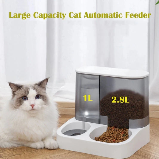 Dispensador automático de comida para gatos de gran capacidad, tazón de agua potable, suministros para mascotas, contenedor de comida para perros con separación en seco y húmedo 