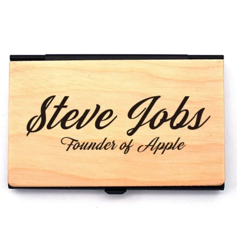 Laser Engraving Logo Black Walnut Solid Wood Business Card Box Customized Wooden Clip Personalized Cardcase Activities Gifts