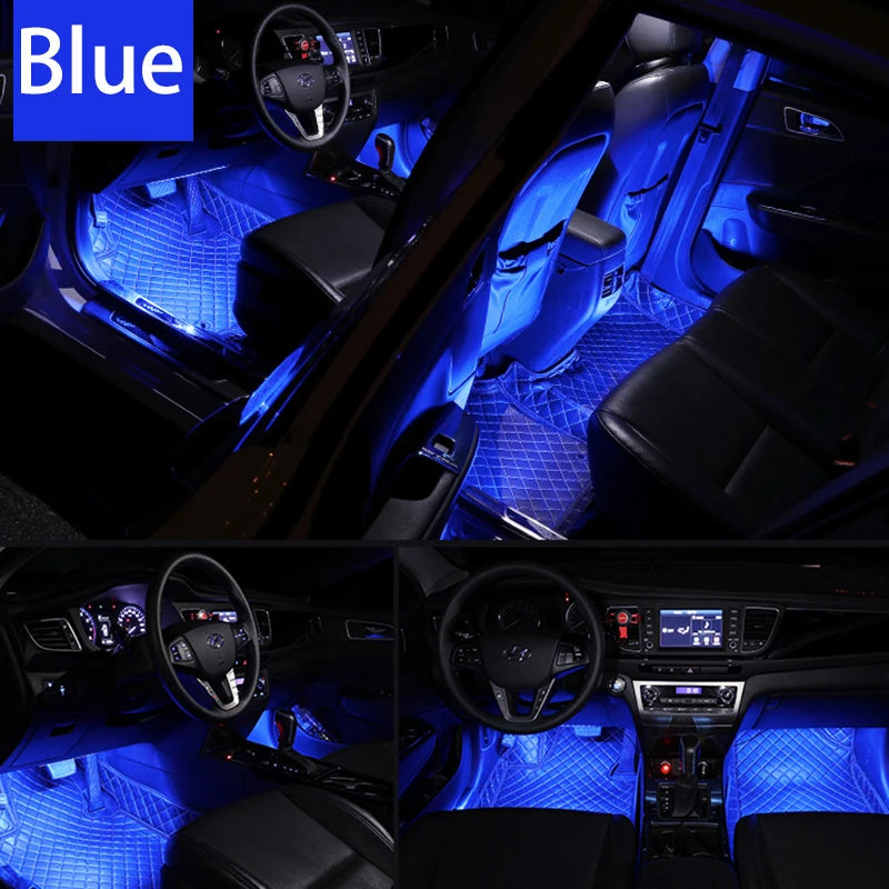 Lámpara Led de pie para coche, luz ambiental RGB, aplicación Usb, Control remoto de música, luces decorativas de ambiente de neón para Interior automotriz 