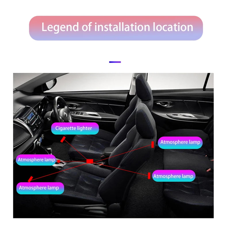 Lámpara Led de pie para coche, luz ambiental RGB, aplicación Usb, Control remoto de música, luces decorativas de ambiente de neón para Interior automotriz 