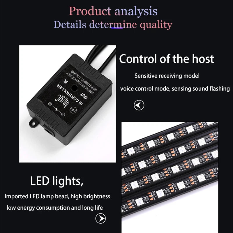 Lámpara Led de pie para coche, luz ambiental RGB, aplicación Usb, Control remoto de música, luces decorativas de ambiente de neón para Interior automotriz 