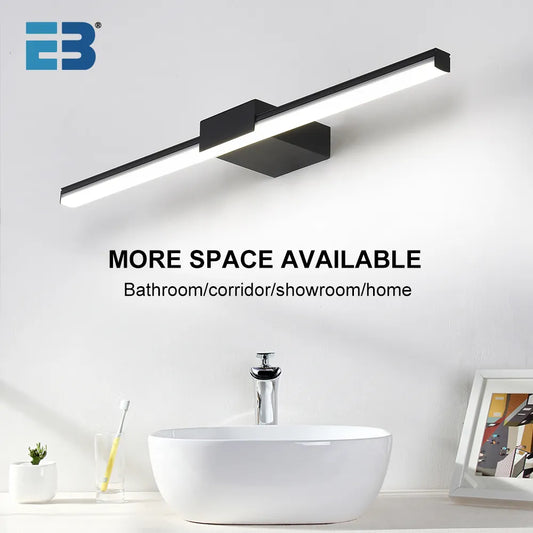 Lámpara de pared Led, luz para tocador de baño, 40cm, 55cm, AC85 - 265V, apliques de pared modernos para interiores, accesorios de iluminación para pared con espejo, blanco y negro 