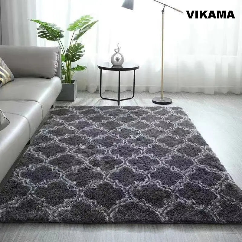 Alfombra de seda teñida con pelo largo para el hogar, sala de estar, dormitorio, cama completa, ventana lateral, alfombra para el suelo, tapete para puerta, tapete absorbente para pies 