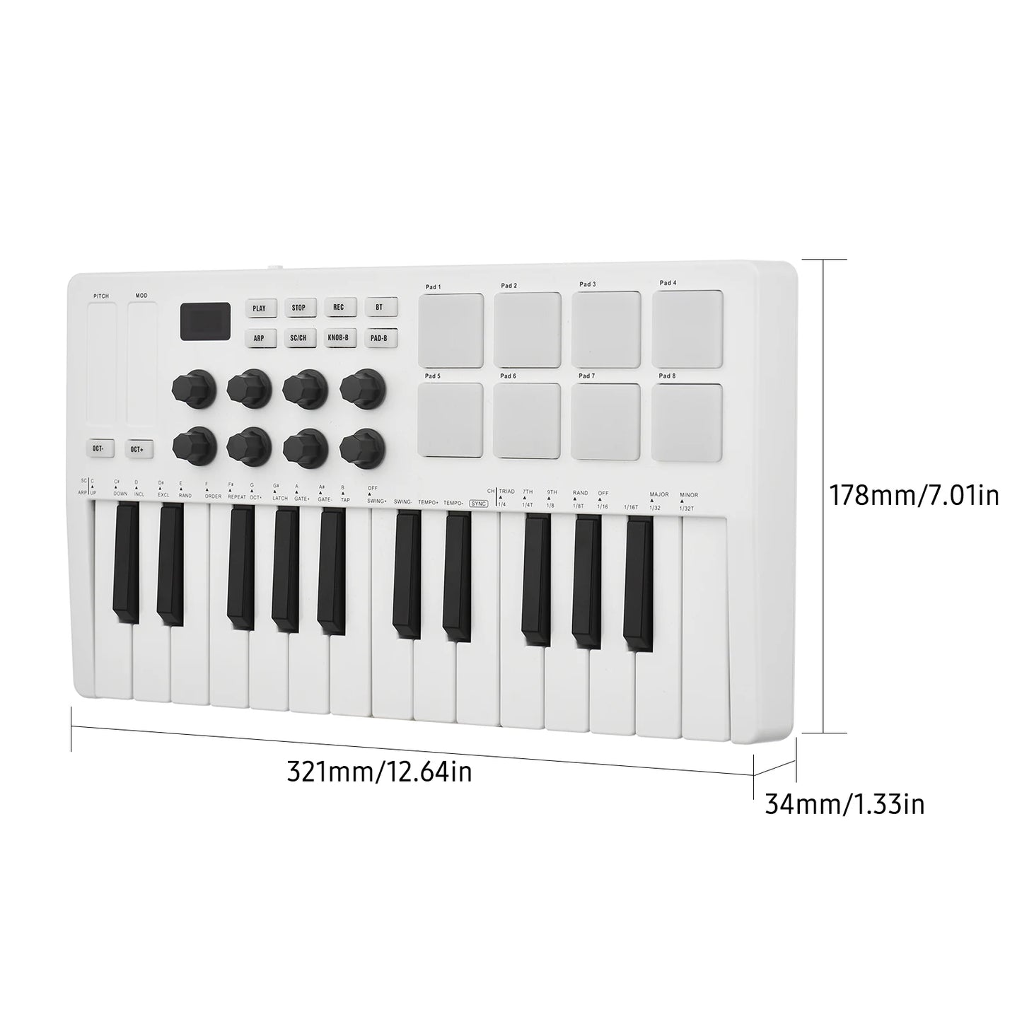 M-VAVE MIDI teclado controlador de 25 teclas Piano teclado USB portátil y 8 almohadillas retroiluminadas RGB 8 perillas instrumentos de teclado musical 