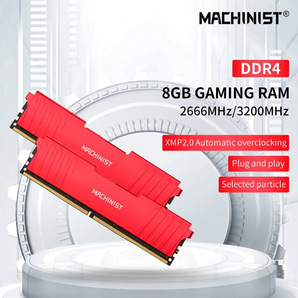 MACHINIST DDR4 RAM 8GB 16GB 2666HMz 3200mhz 台式机内存带散热器 DDR4 RAM PC DIMM 适用于所有主板