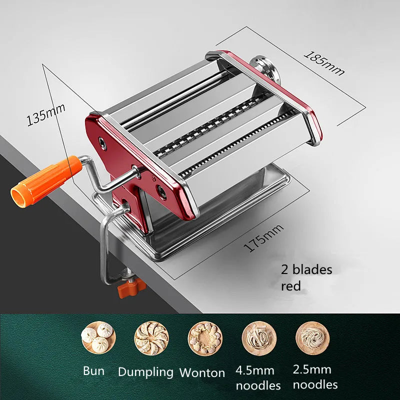 Máquina manual para hacer fideos con rodillo de acero inoxidable para hacer pasta 