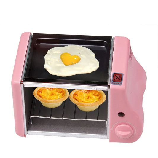 Mini tostadora multifunción eléctrica para hornear, panadería, horno asado, parrilla, huevos fritos, tortilla, sartén, máquina de desayuno, pan 