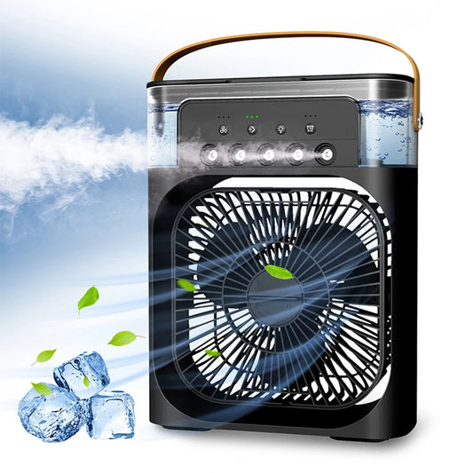 Ventilador de nebulización con cinco orificios para humidificación, ventilador portátil de mano, modelo Usb para escritorio, mesita de noche o mesa de centro 