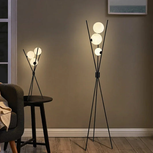 Modern LED Floor Lamp Glass Ball Standing Lights for Living Room Bedroom Bedside Corner Sofa Tripod Lamp Home Decor Desk Lamp