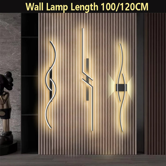 Modern LED Wall Lamp Minimalist Led Light Bedroom Bedside Long Strip Wall Sconces Living Room Home Indoor Lighting Fixture