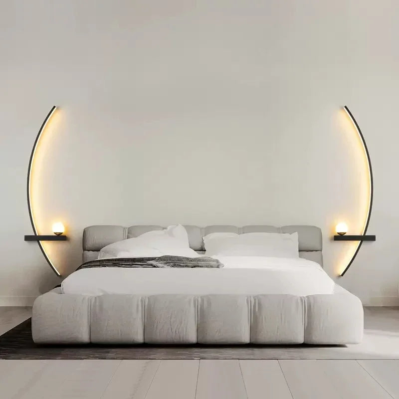 Lámpara de pared LED moderna, Arte Simple, lámpara de pared de cabecera para dormitorio, sala de estar, estudio, fondo, pared, espejo de baño, iluminación dorada/negra 