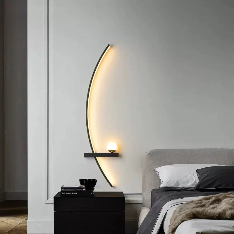 Lámpara de pared LED moderna, Arte Simple, lámpara de pared de cabecera para dormitorio, sala de estar, estudio, fondo, pared, espejo de baño, iluminación dorada/negra 