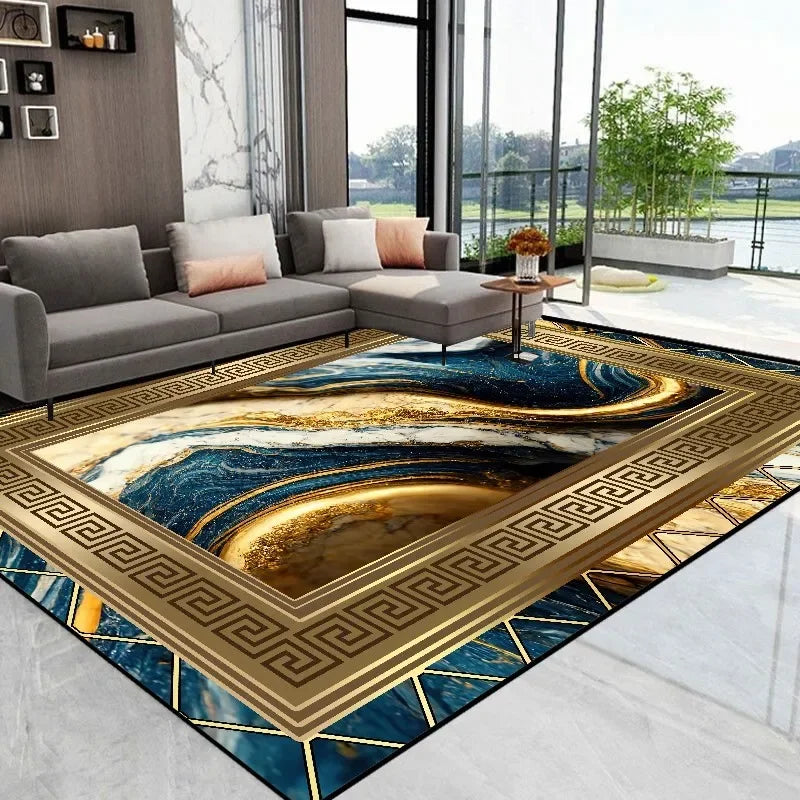 Alfombra dorada de lujo moderna para sala de estar, decoración abstracta, alfombras grandes, mesa de centro, alfombra lateral, decoración de habitaciones, tapis de salón 