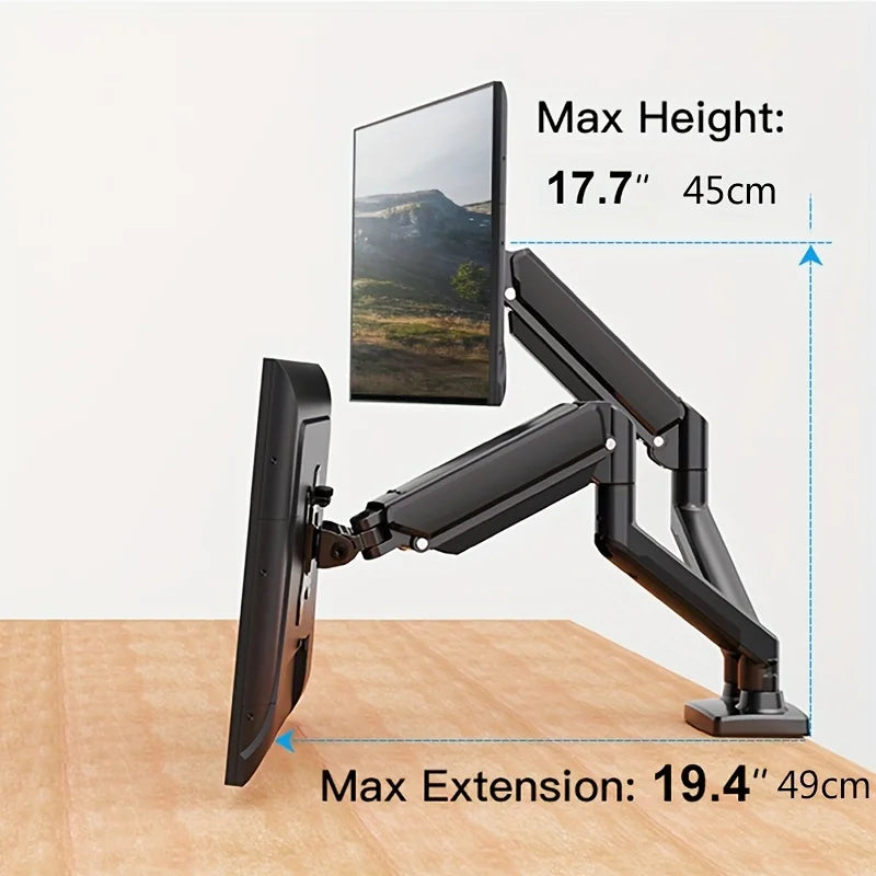 Soporte de monitor para pantallas de 13 a 32 pulgadas, resorte de gas para montaje de monitor dual, brazo de monitor dual ajustable con movimiento completo 